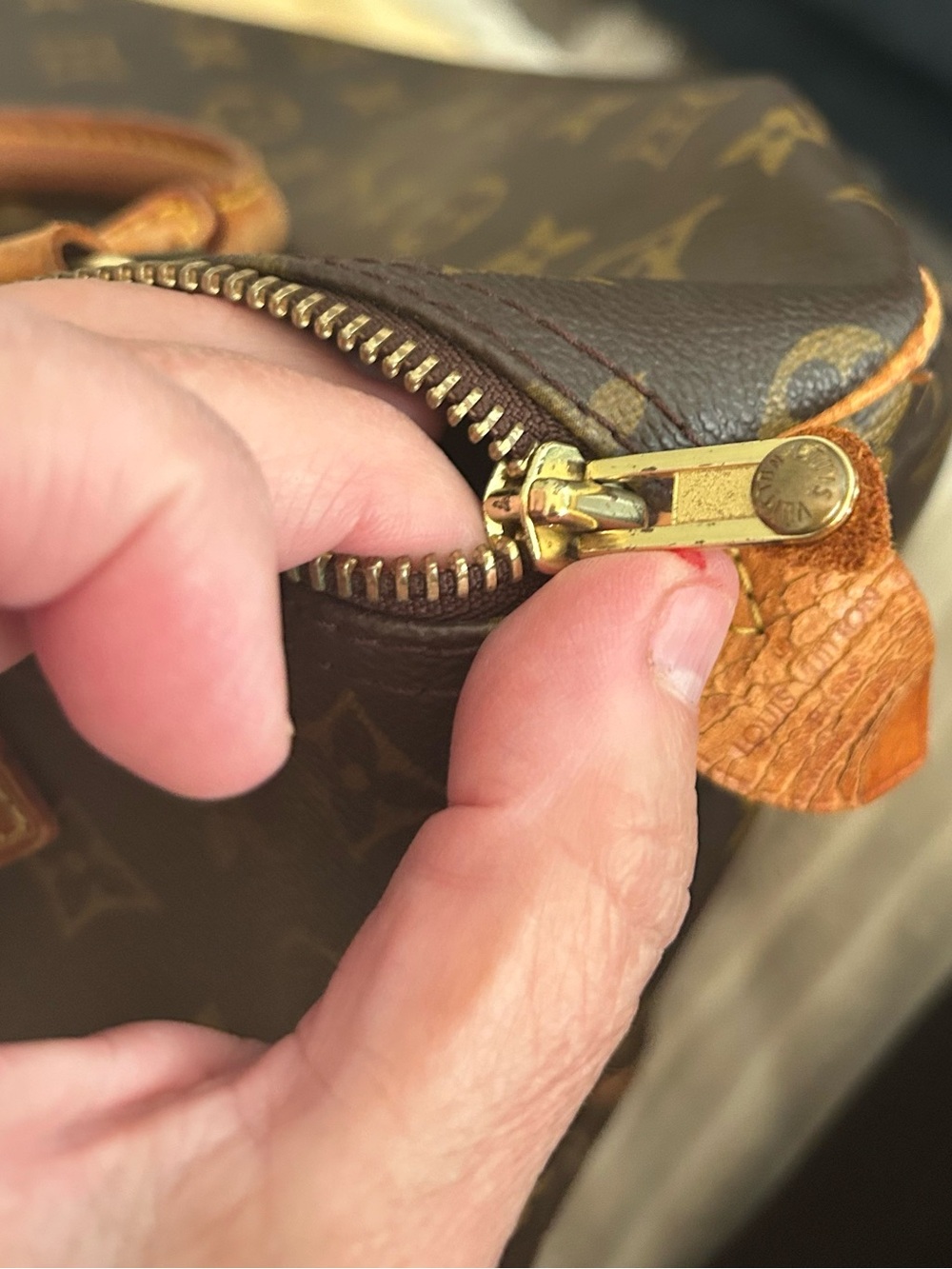 Louis Vuitton Monogram Leather Pull Tab - Brown - Picture 7 of 13